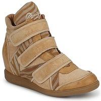 pataugas valent womens shoes high top trainers in beige