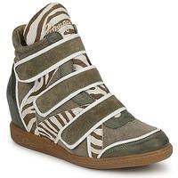 pataugas valent womens shoes high top trainers in green