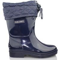 Pablosky lace waterproof boots unisex children women\'s Wellington Boots in blue
