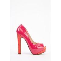 Patent PVC Open Toe Platform Shoes