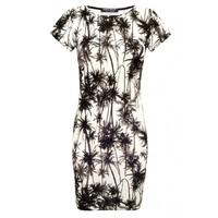 PALM PRINT CAP SLV BODYCON DRS