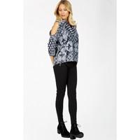 PAISLEY SATEEN COLD SHOULDER SHIRT