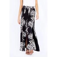 palm print double split maxi skirt