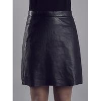 pannala black leather a line skirt