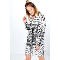 Paisley Shirt Dress - white