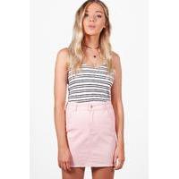 Pastel Denim Raw Edge Skirt - blush