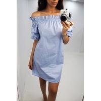 paris bardot ruffle sleeve dress