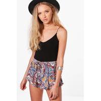 paisley ruffle hem shorts multi