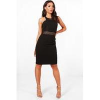 panelled midi dress black