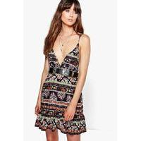 paisley skater dress navy