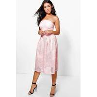 Panelled Midi Full Skirt Skater Dress - blush