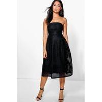 Panelled Midi Full Skirt Skater Dress - black