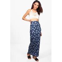 Paisley Floral Maxi Skirt - navy