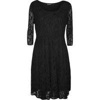 paola lace 34 sleeve skater dress black