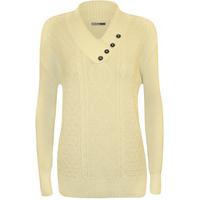 Paige Button V Neck Knitted Jumper - Cream