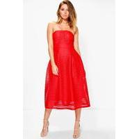 panelled midi full skirt skater dress red