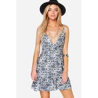 paisley skater dress navy