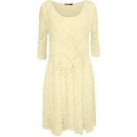 Paola Lace 3/4 Sleeve Skater Dress - Cream