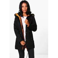 Parka With Piping Detail - black