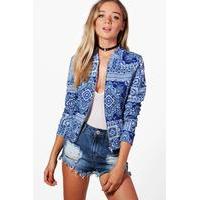 Paisley Print Bomber - blue