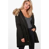 Parka With Luxe Faux Fur Hood - black