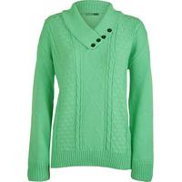 Paige Button V Neck Knitted Jumper - Light Green