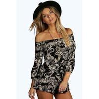 Paisley Off The Shoulder Playsuits - multi
