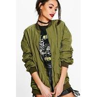 Parachute Stitch Zip Through Bomber - khaki