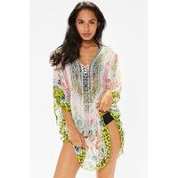 pattie multi print diamante kaftan