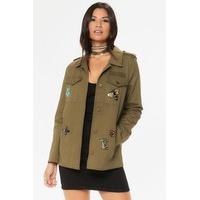 Paloma Khaki Sequin Applique Jacket