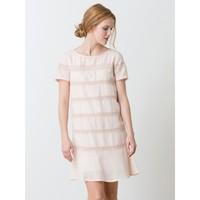 Panel dress in cotton crêpe with guipure lace, HOGANO