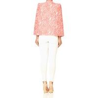 PASCAL - Coral cape style jacket in textured lace fabric