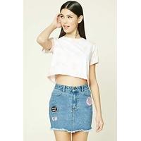 patch denim mini skirt