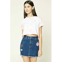 patch denim mini skirt