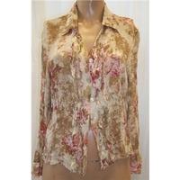 Patsy Seddon Size 16 Beige and Pink Floral Blouse