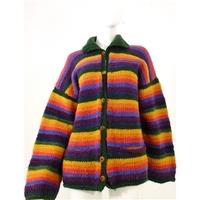 Pachamama Size 14 Rainbow Hand Knitted Cardigan