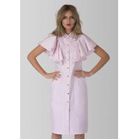 Pale Pink Frill Sleeve Detail Button Panel Dress