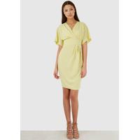 pale yellow cross over kimono style dress