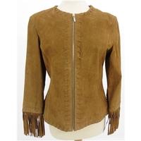 Paul Berman Size 14 Tan Suede Jacket With Fringed Detailing
