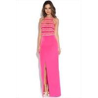Paper Dolls Pink Stripe Lace Halter Maxi Dress