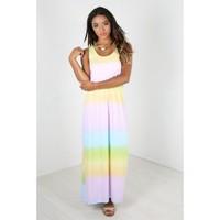 Palma Multi Print Puff Ball Sleeveless Maxi Dress