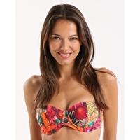 Paisley Toucan Padded Bikini Top - Bright Pink