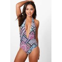 Paisley plunge Swimsuit - multi