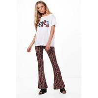 Paisley Print Legging Flares - red