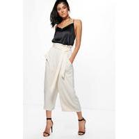 Paperbag Waist Pocket Side Culottes - cream