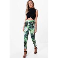 Palm Print Skinny Stretch Trousers - multi