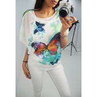 Pasha butterfly printed batwing tee