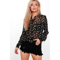 Parrot Print Shirt - black