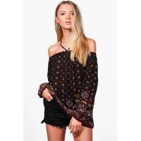 Paisley Strappy Off The Shoulder Woven Top - multi