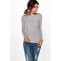 paige rib cut out neck top dove